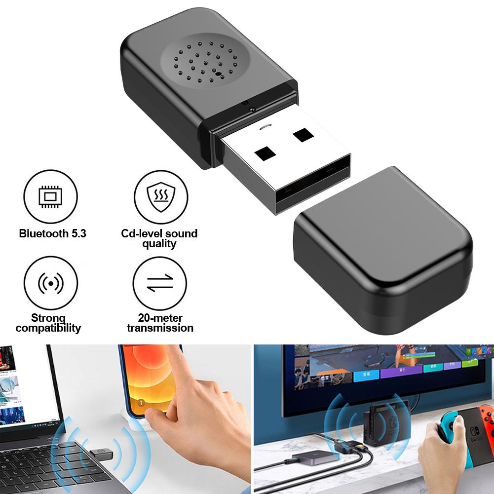

USB Bluetooth 5.3 Adapter Transmitter Receiver Audio Bluetooth Wireless USB Adapter Drive Free for Computer PC Laptop