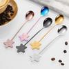 1pc Star smiley face spoon, cute stainless steel mixing spoon, coffee spoon, five pointed star cake dessert spoon
