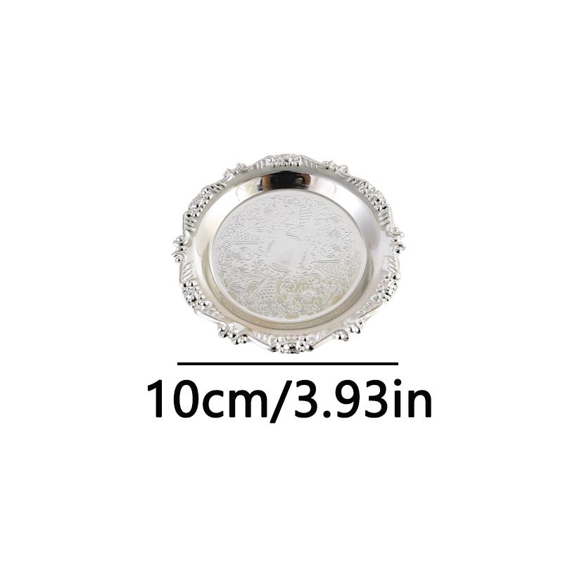 Retro Luxury Silver Plated Plates Cake Dessert Tray Perfume Key Candle Organizer Tray Home Hotel Supplies