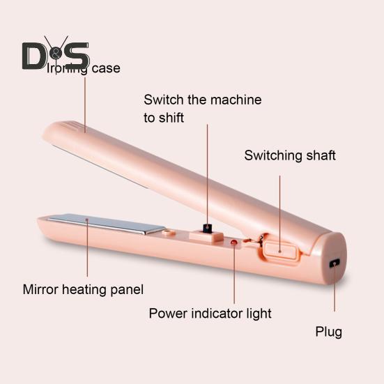 Portable USB Hair Straightener Fast Heating Electric Curling Iron Straight Curly Hair Bangs Mini Curling Wand Travel Women Hair Styling Tool