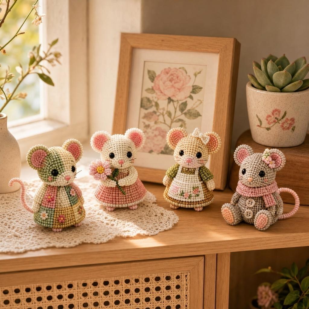 3D Beaded Mouse DIY Kit Complete Craft Set with Step by Step Guide Quality Beads Wire and Scissors for Handmade Animal Models Creative Fun Crafting