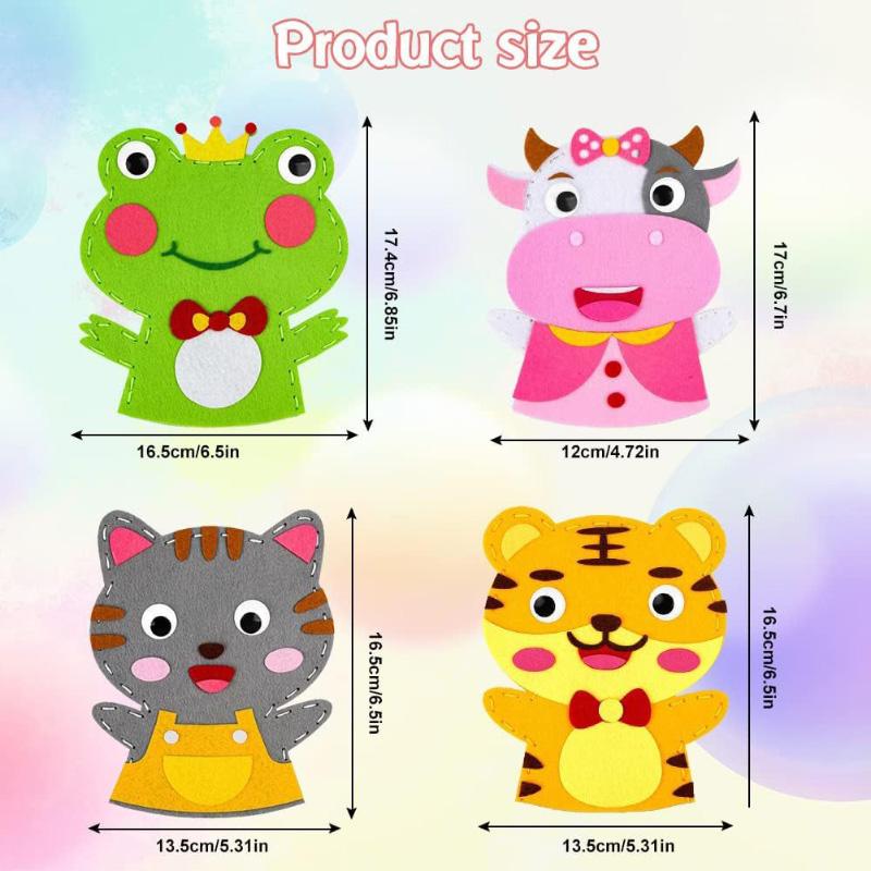 Cute Cartoon Animal Hand Puppet Children DIY Art Craft Toys Fine Motor Skill Training Sewing Lacing Hand Role Play Handmade Kits