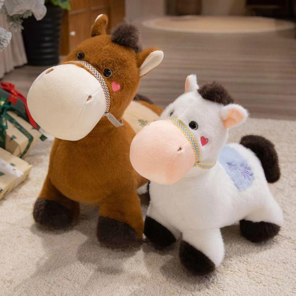 Mane Standing Foal Plush Doll Saddle Cartoon Horse Stuffed Toy Pony Plush Toys  Easter Gifts