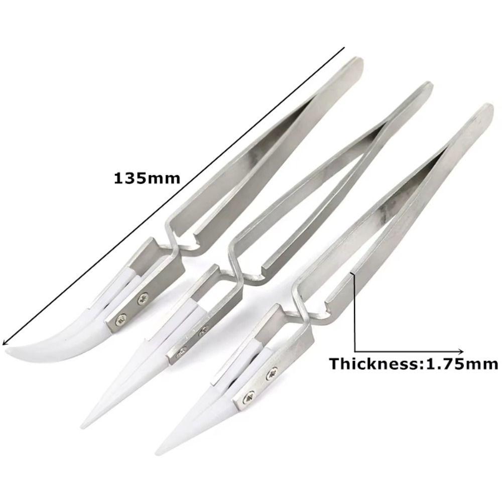 3 PCS Straight Tip Soldering Tweezers Reverse Anti-Static Tweezers Durable Ceramic Tweezer  Repair
