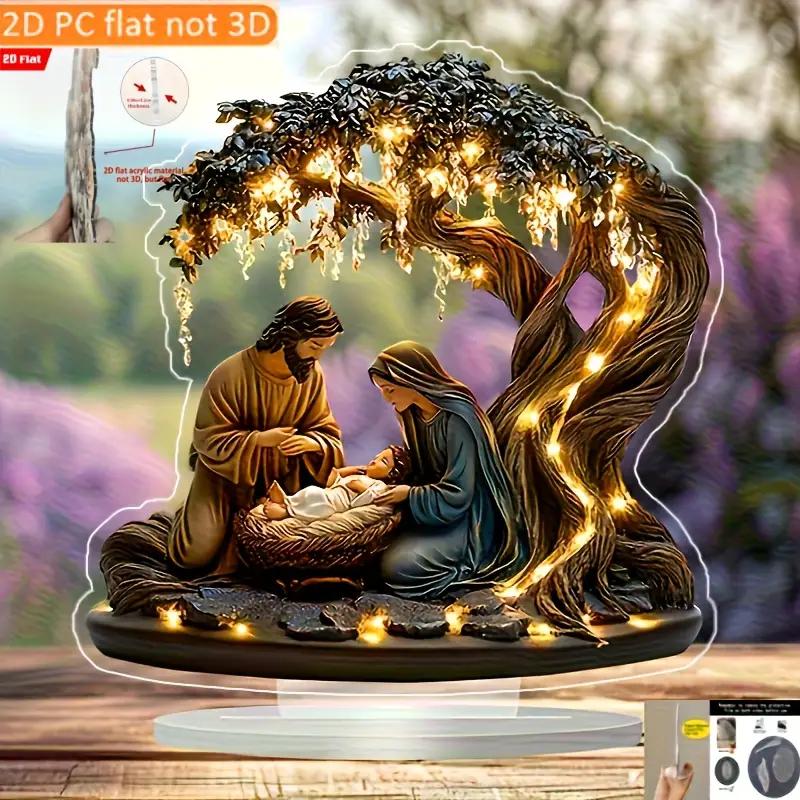 2D Flat Acrylic Tabletop Decoration for Jesus' Birth Scene Holiday Home Ornament Newborn Suitable Christian Religious Art