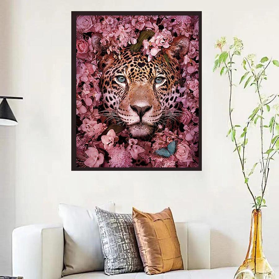 5D Diy Diamond Painting Leopard In the Bush Cross Stitch Set Full Diamond Embroidery Mosaic Art Picture of Rhinestones Decor Gift