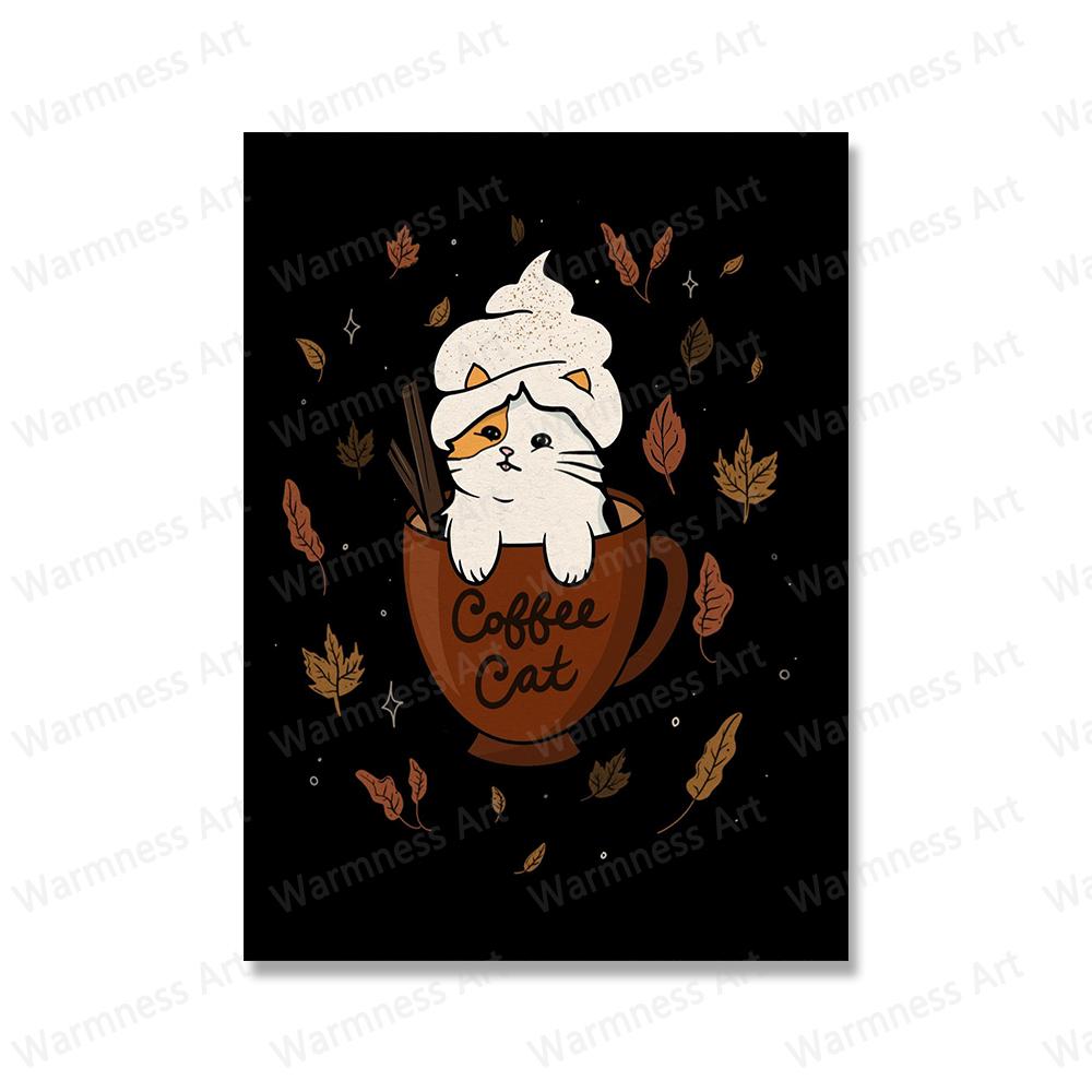 

Abstract Cute Calico Mushroom Cat Wall Art Canvas Painting Plants Poster And Print Wall Pictures For Living Room Home Decoration No Frame 21*30cm No Frame