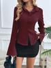 Elegant European Slim-Fit Long-Sleeve Waist-Cinching Top