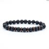Mens European American Handmade Beaded Bracelet Volcanic Stone Wood Bead