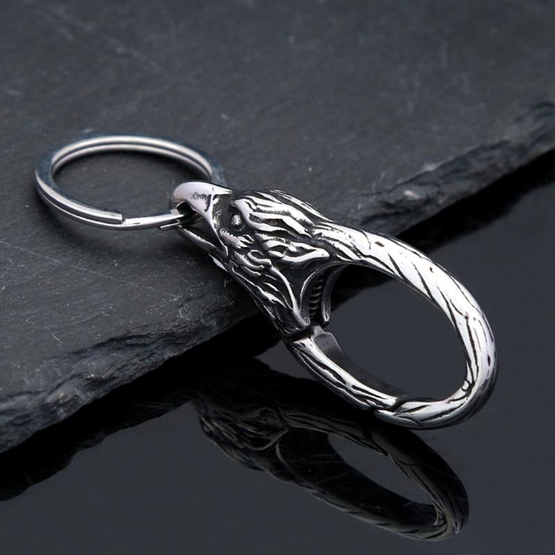 Sturdy Stainless Steel Keychain With Unique Dragon Head Designs Portable for Everyday Use and Fashion Accessory