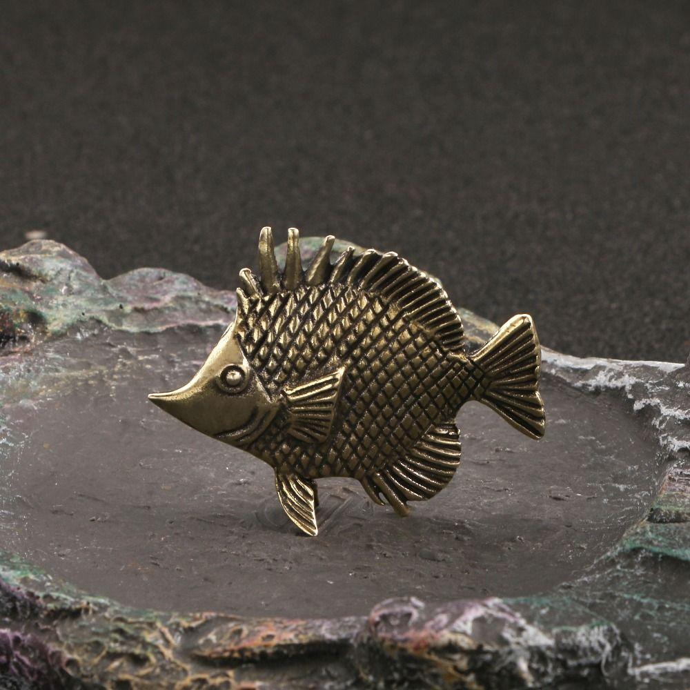 

Antique Marine Fish Statue Copper Crafts Fish Landscape Ornaments Creative Fish Figurines Study