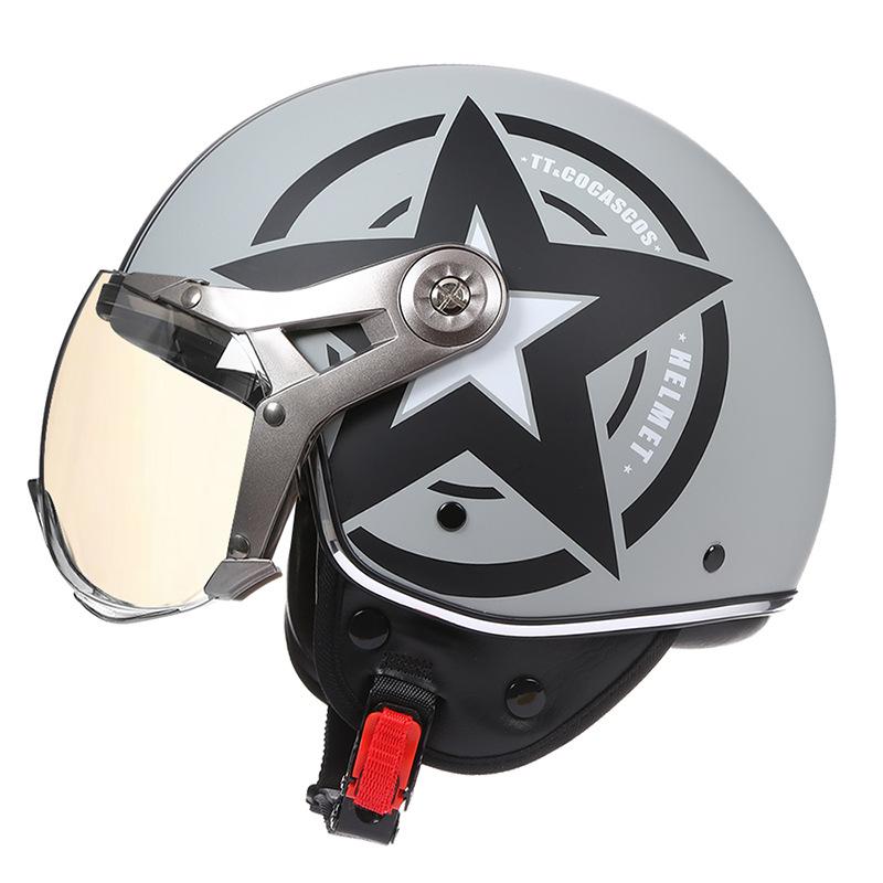 New Open Face 3/4 Motorcycle Helmet Retro Motorbike Helmets Vintage Chopper Capacete De Moto Bike Scooter With For Men Women DOT