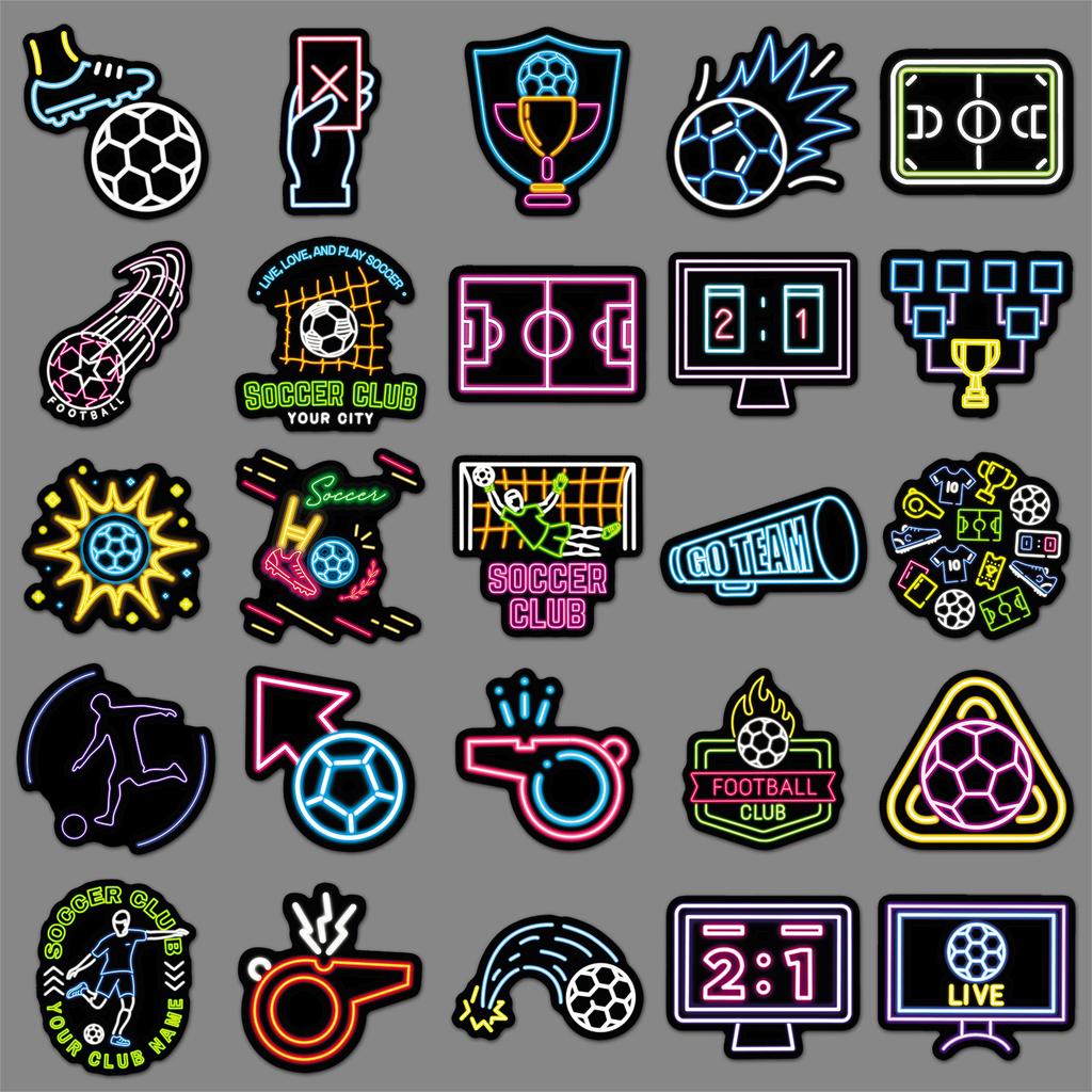 50 Neon Football Graffiti Stickers Personalized Sports Decoration Mobile Phone Computer Creative Stickers