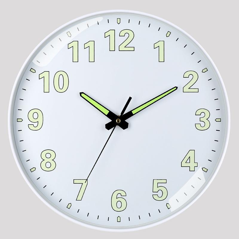 12 Inch 30cm Luminous Plastic Silent Wall Clock Creative Bedroom Living Room Simple Luminous Quartz Clock