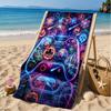 Neon Gaming Controller Beach Towel, Microfiber Beach Towel, Perfect For Pool, Beach, Travel, Home Decor Beach Party Fan Gifts