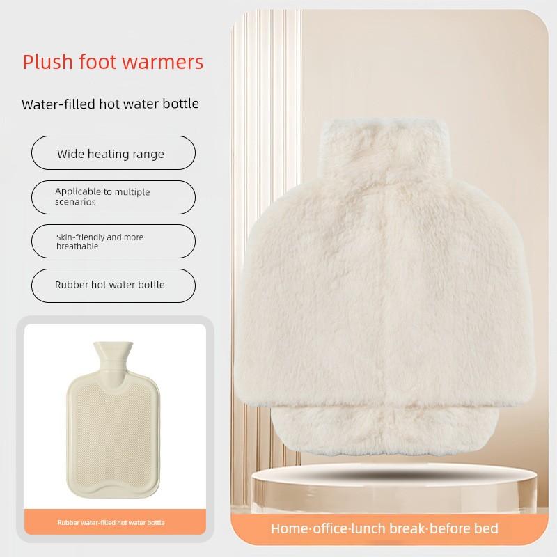 Plush Rubber Foot Warmer for Winter, Household Water-Filled Old-Fashioned Hot Water Bag, Binge-Watching Essential, Detachable and Washable Foot