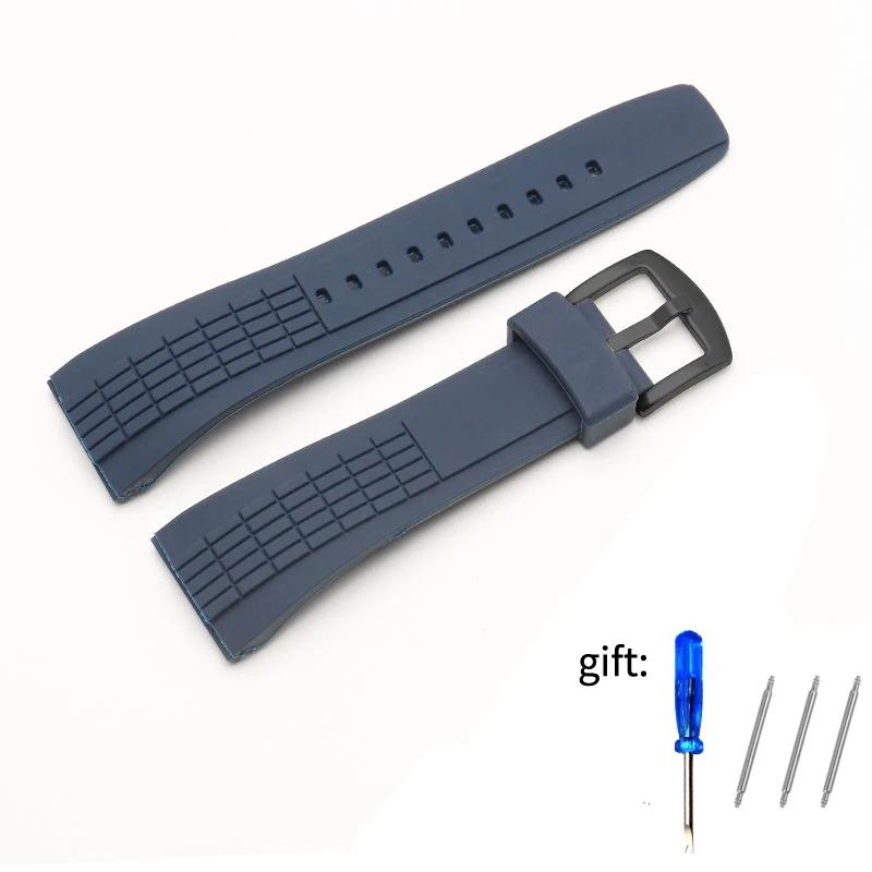 26mm For Seiko Watch with VELATURA Series Silicone Bracelet SRH006 SPC007 Black Men's Accessories
