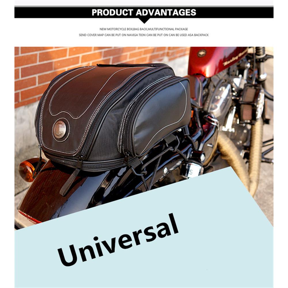 1X Waterproof Black Pu Leather Motorcycle Atv Scooter Rear Seat Luggage Tail Bag