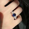 CopperFemale Blue Oval Zircon Stone Ring AAA Cubic Zirconia Wedding Jewelry For Women