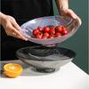 Glass Fruit Plate Tall Feet Transparent Glass Plate Snack Tray Dishes Dessert Bowl Cake Pan Fruit Salad Bowl Decorative Plates