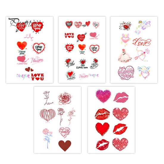 

10 шт. временные татуировки наклейки красные любовь сердце губы роза водонепроницаемые поддельные наклейки боди-арт татуировки на день святого валентина дни рождения B