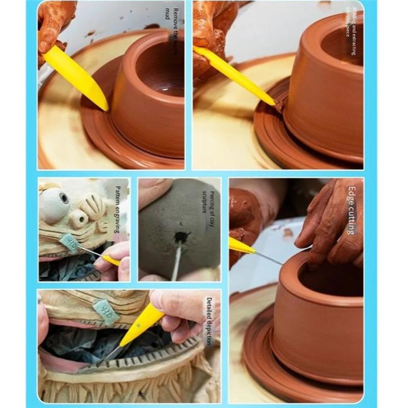 AS60-For Clay Sculpting Carving Cutting Throwing Modeling Multi-Functional Foldable Pottery Needle Steel Tool DIY Ceramics