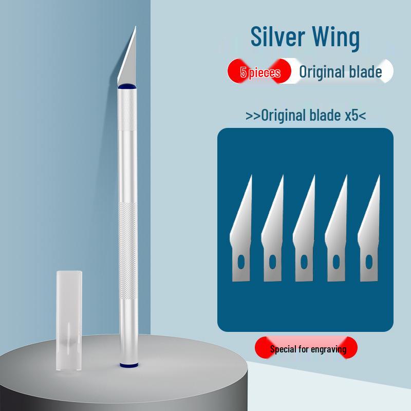 

Hand-Carved Craft Knife for Small Rubber Stamp and Washi Tape Cutting 1 Knife with 5 Blades