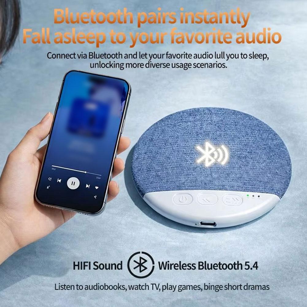 Schlafzimmer-Kissenlautsprecher Bluetooth 5.4, Unter-Kissen-Soundmaschine mit Weißrausch-Unterstützung, 30/60/90 Min. Timer, HiFi-Stereo-Sound