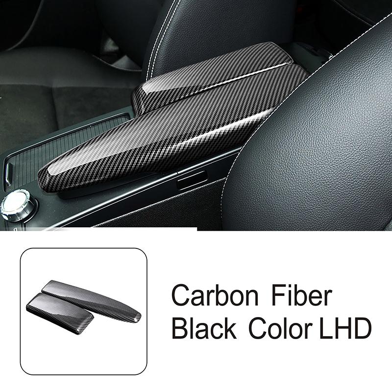 For Mercedes Benz C Class W204 2007-2014 Car Accessories Console Stowing Tidying Armrest Box Cover Carbon Fiber Pattern Stickers