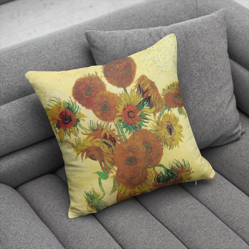 

Картина маслом Ван Гога, декоративная наволочка, звездное небо, автопортрет, подсолнух, диван, спальня, украшение для дома, наволочка 40x40cm