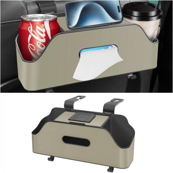 Car Headrest Backseat Organizer with Cup Holder, Multi-Functional -Red Lens