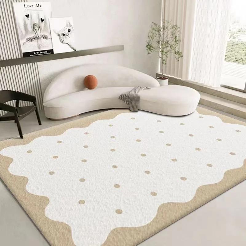 Nordic Polka Dot Cream Style Carpet Cream Color Kids Play Mat Living Room Bedroom Soft Plush Rug Non Slip Home Large Area Rugs