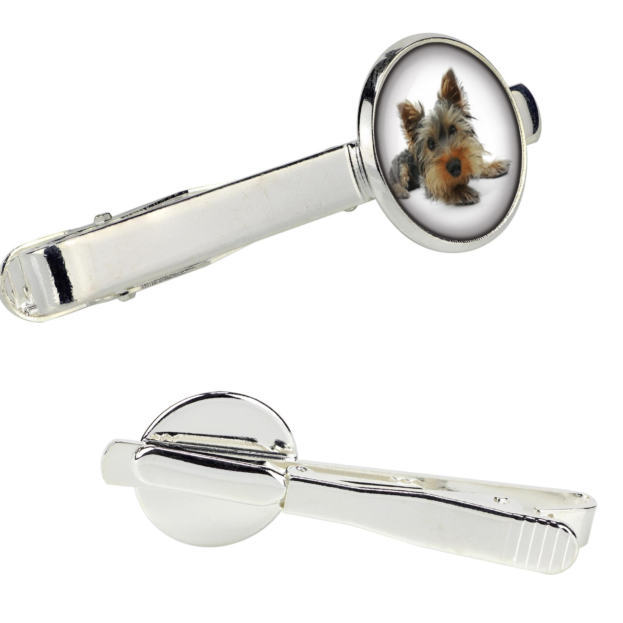 

Yorkshire Terrier, Yorkie - tie clip in a box, stylish tie, personalized jewelry from the Art-Dog brand срібний