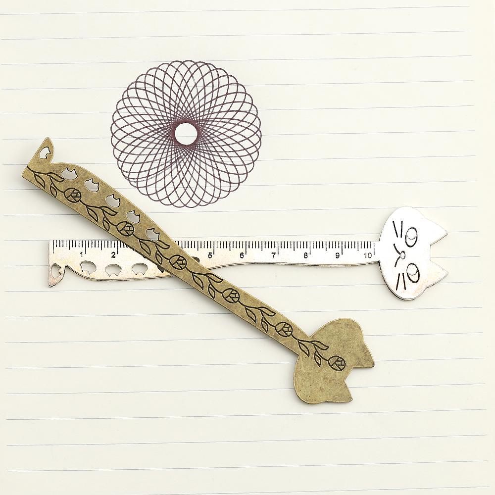 1 Stück Niedlich Kawaii Retro Vintage Metall Katze Spitze Lineal Lesezeichen Schulbürobedarf Schreibwaren Ellen Brook Geschenk Nähen Zeichnen