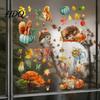 Autumn Atmosphere Window Stickers for Office 9PCS Forest Animal Clings Thanksgiving Maple Leaf Pumpkin Stickers Static Glass Decals Fall Decor