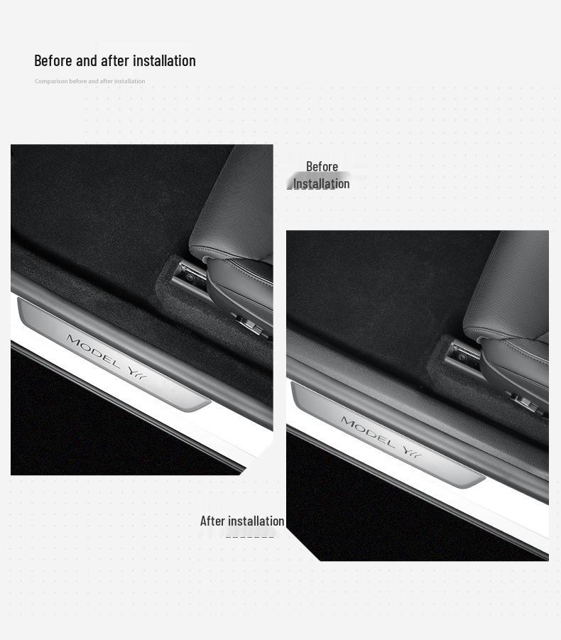 Tesla Model YL Door Sill Strips: Front & Rear Welcome Pedal Protection Decoration