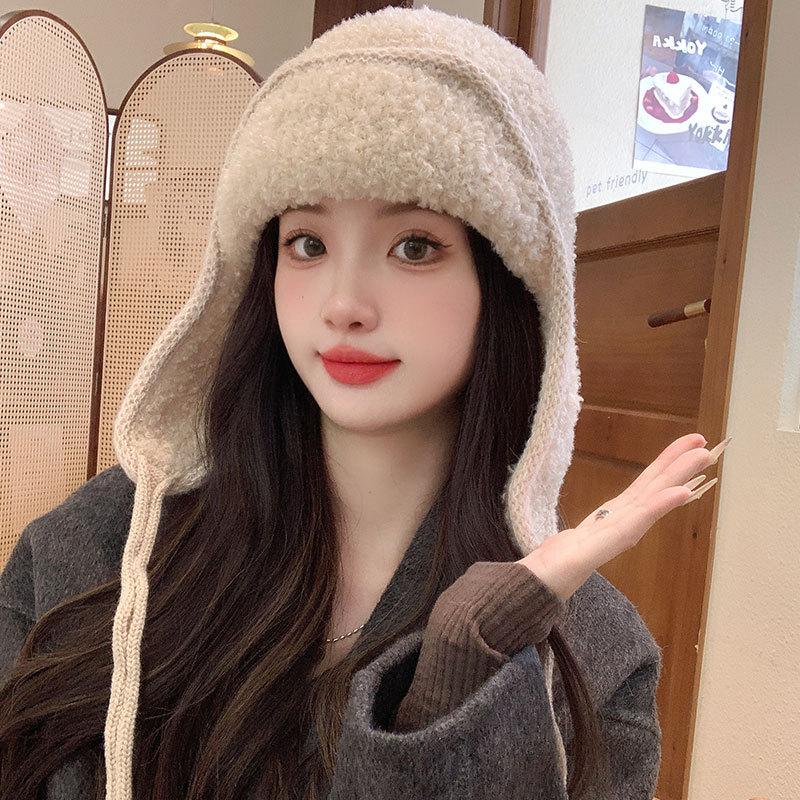 Keep Warm and Cold Children Autumn and Winter Thickened Fleece Ear Protector Knitted Wool Balaclava Hat