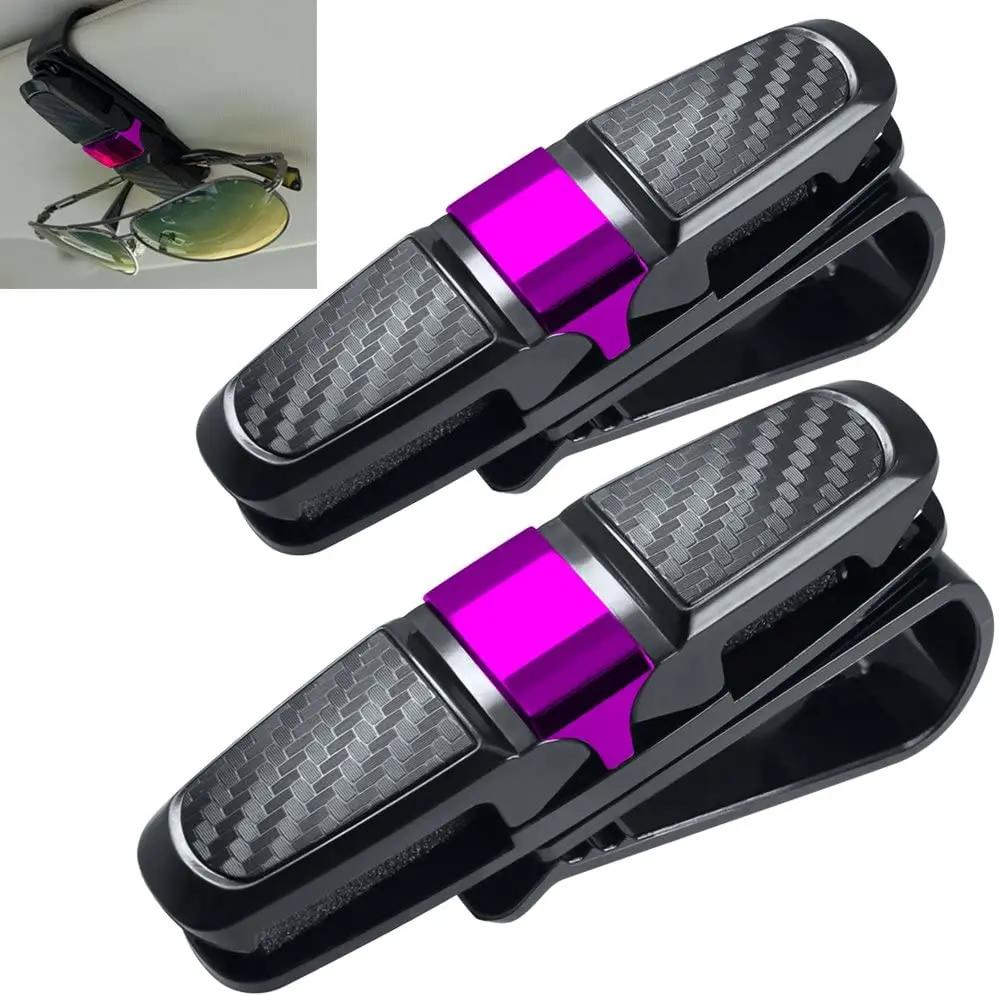 2Pcs Car Sun Visor Sunglasses Ticket Card Clamp Clip Car Glasses Holder Portable ABS Eyeglasses Case Car Accessories