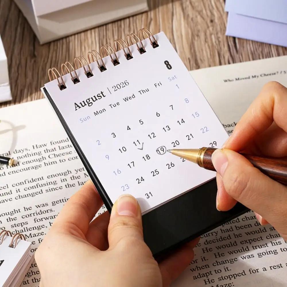 Kleiner Schreibtischkalender Dickes Papier Kreativer Stil Tägliche Planungsutensilien Mini-Design Spiralbindung Faltbarer Kalender Heimgebrauch