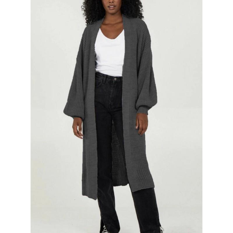 Übergroßer Strick-Cardigan-Pullover mit langen Ärmeln für Damen, Winter, lockere Passform, Übergröße, V-Ausschnitt, offene Vorderseite, langer Mantel