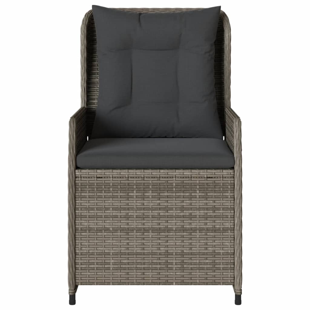 Garden Armchair 2 pcs Adjustable Grey Poly Rattan