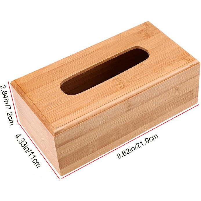 Bamboo Facial Tissue Box Holder/Cover for Kleenex Wooden Tissue Paper Boxes Holder Dispenser (Rectangular)
