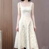Butterfly Jacquard Slim Fit Formal Dress - Retro Socialite Style, Cinched Waist, Summer Birthday Outfit