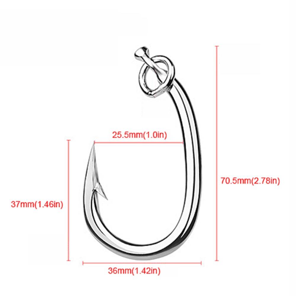5Pcs Barbed Tuna Fishhooks Stainless Steel Big Size Circle Fishing Hooks Jigging Hooks Strong Big Game Hook Boat Sea Fishing