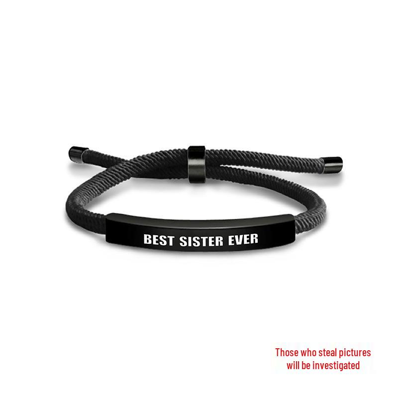 Multicolor Woven Rope Friendship Bracelet - Engraved Stainless Steel Christmas Gift