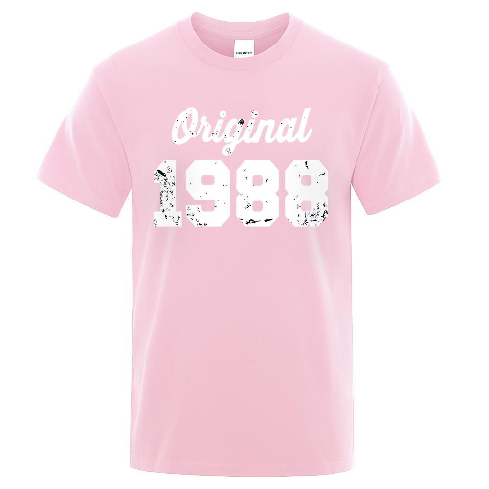 Original 1988 White Letter Print Male Tshirts Breathable Clothes High Quality Tee Clothes Hip Hop O-Neck Cotton Tshirt Couple