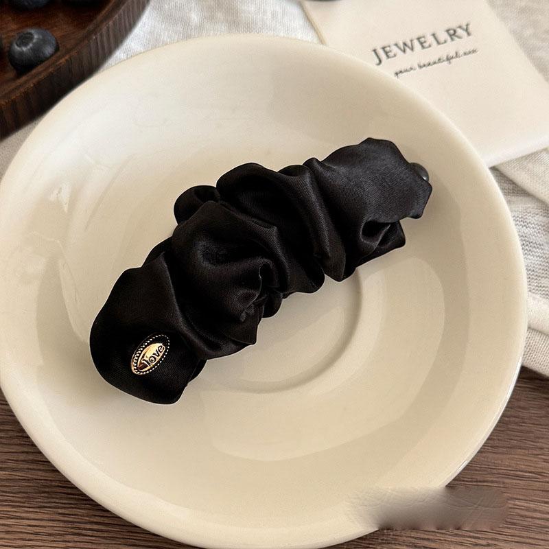 Korean-Style Satin Pleated Solid Color Fabric Hair Clip Versatile Banana Clip For Women Hair Accessory