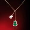 Women's Red Agate & White Mother-of-Pearl Pendant Necklace with 18k Rose Gold and Diamond Accents on a 925 Silver-Plated Clavicle Chain