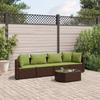 Vidaxl 5-Cz. Conjunto de Muebles de Jardín con Cojines, Marrón, Ratán Sintético