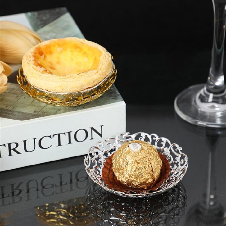 Golden Tray Jewelry Display Plate Kichen Food Fruit Round Stroage Organizers